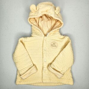 Vintage Disney Baby Winnie the Pooh Baby Girl Snap Hooded Jacket Yellow 9 Months